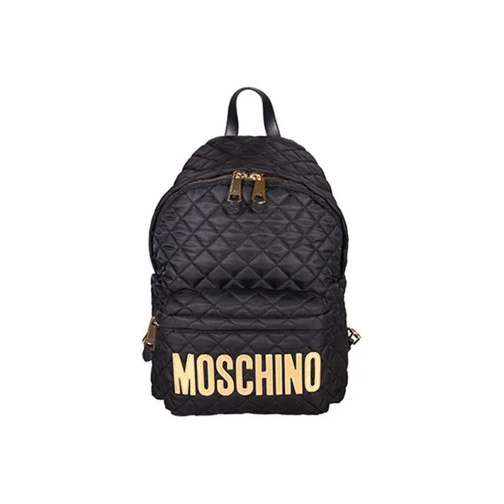 MOSCHINO Nylon Fabric Backpack Regular Women's Black Gold-1