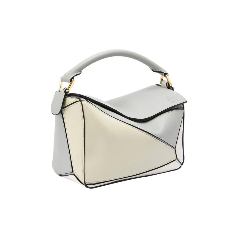 LOEWE Puzzle Bag In Classic Calfskin Small Ash Grey/Marble Green-1