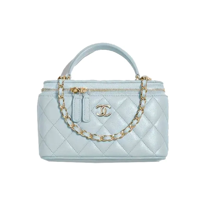 CHANEL 21K Winter Sheepskin Shoulder Bag, Crossbody Bag, Handbag Women's Baby Blue Light Blue-0