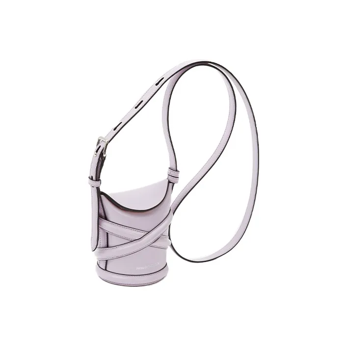 Alexander McQueen THE CURVE BAG Smooth Cow Leather Bucket Bag, Shoulder Bag, Crossbody Bag Mini Women's Lilac-2