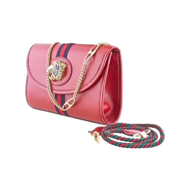 GUCCI Rajah Leather Portable Crossbody Bag Shoulder Bag Women's Red-2