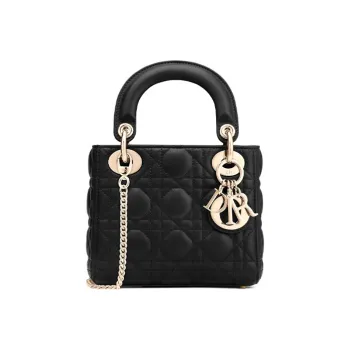 DIOR Lady Dior Matte Lambskin Dior Bag Shoulder Bag Crossbody Bag Handbag Mini Women's Black