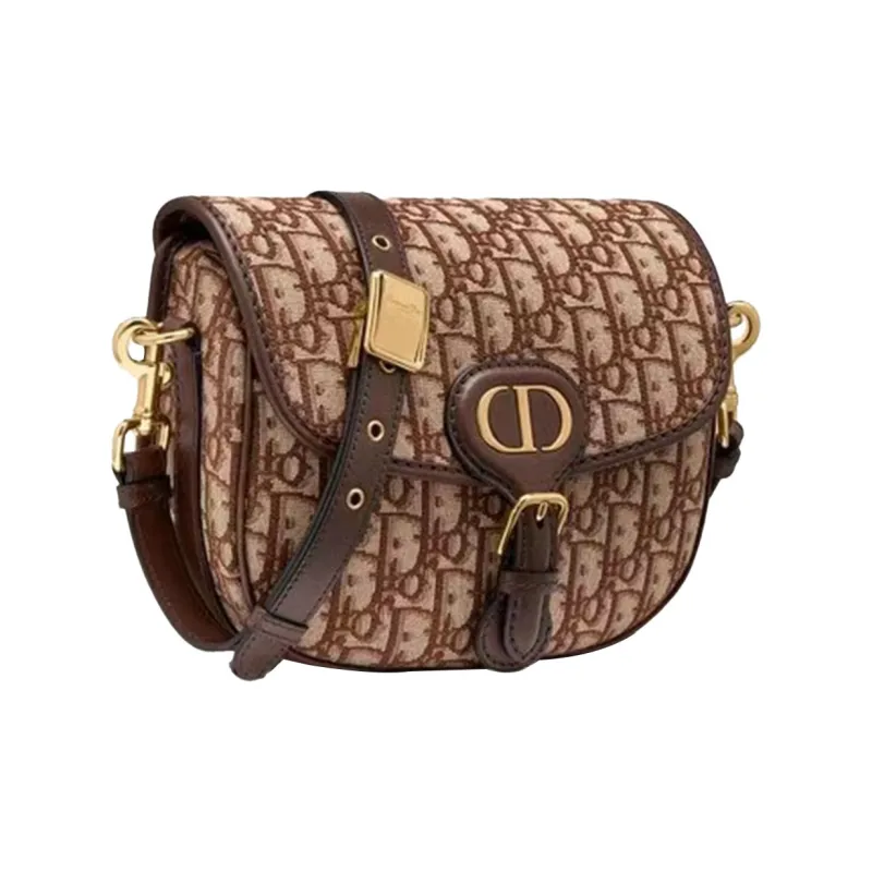 DIOR Bobby Cow Leather Handbag Shoulder Bag Crossbody Bag Medium Size Women's Brown-1
