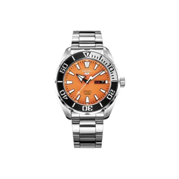 SEIKO Mechanical Movement Stainless Steel Strap Watch Men's Watches Orange Watch Dial SRPC55J1