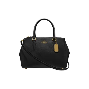 COACH Surrey Leather Handbag, Crossbody Bag, Crossbody Bag Large Size Women's Black