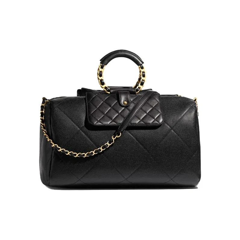 CHANEL Grain Calfskin Bowling Bags, Controller, Shoulder Bag, Crossbody Bag, Handbag Tubas Women's Black-1