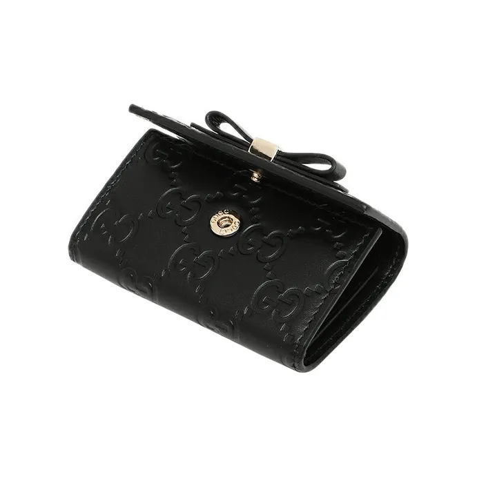 GUCCI Leather Clutch Card Holder Key Pouch Women's Black-3