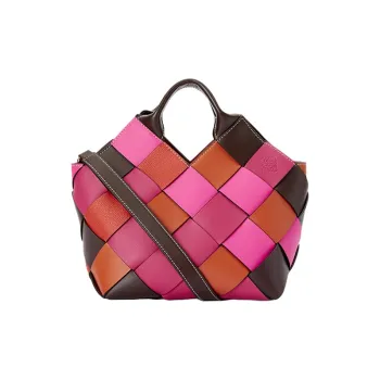 LOEWE Surplus Calfskin Basket Bag Woven Bag Handbag Shoulder Bag Crossbody Bag Small Size Women's Orange/Pink
