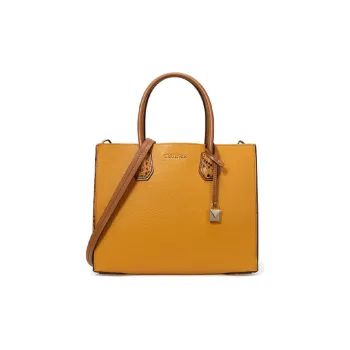 MICHAEL KORS Mercer Leather Trunk Bag Crossbody Bag Bucket Bag Handbag Large Size Women's Autumn Chrysanthemum Yellow