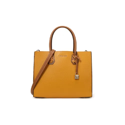 MICHAEL KORS Mercer Leather Trunk Bag Crossbody Bag Bucket Bag Handbag Large Size Women's Autumn Chrysanthemum Yellow
