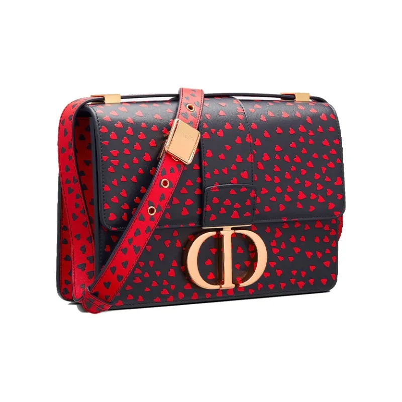 DIOR 30 Montaigne Cow Leather Crossbody Bag Women's Red-1