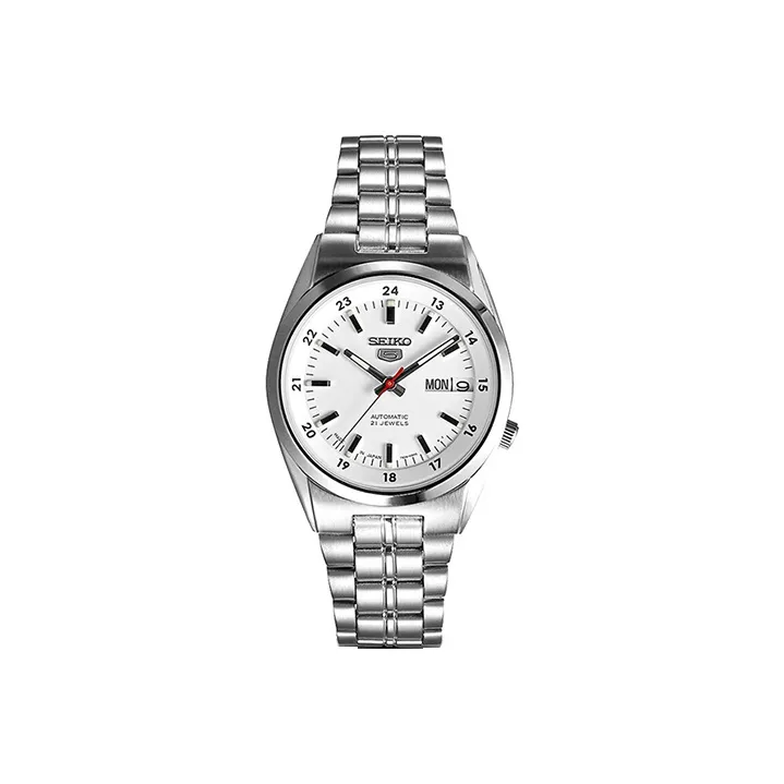 SEIKO Seiko5 Collection Automatic Mechanical Movement Stainless Steel Strap Watch Men's Watches White Dial-0