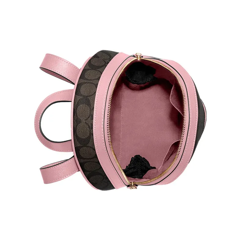 COACH Kenley Canvas With Leather Crossbody Bag Backpack Medium Size Women's Dark Brown & Pink-2