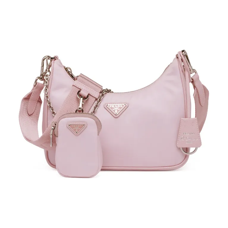 PRADA Re-Edition Nylon Fabric Shoulder Bag Crossbody Bag Regular Women's Snowflake Gypsum Pink-0