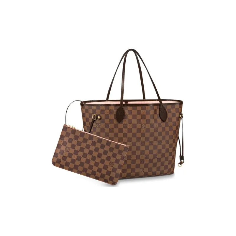 LOUIS VUITTON Neverfull Damier Ebene Mm Rose Ballerina Lining-4