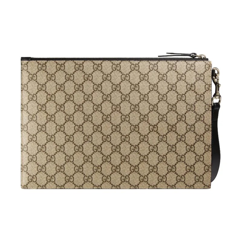 GUCCI Canvas With Leather Clutch Medium Size Men's Ebony/Black-1