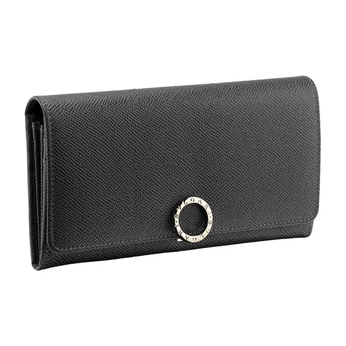 BVLGARI Cow Leather Wallet Women's Black-1