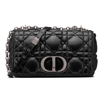 DIOR Caro Cow Leather Chain Bag Shoulder Bag Crossbody Bag Medium Size Women's Black