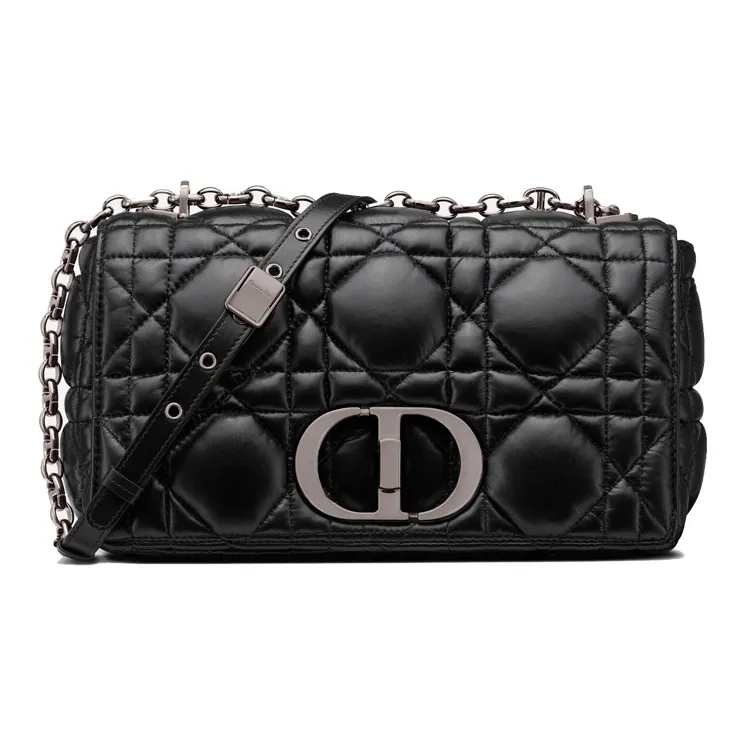 DIOR Caro Cow Leather Chain Bag Shoulder Bag Crossbody Bag Medium Size Women's Black-0