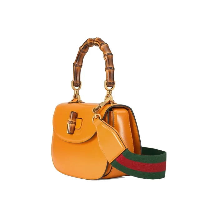 GUCCI GUCCI Luggage Leather Shoulder Bag Crossbody Bag Handbag Small Size Women's Yellow-1