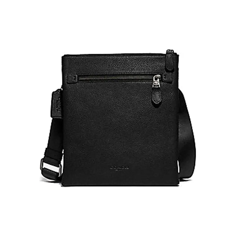 COACH Metropolitan Leather Messenger Bag Shoulder Bag Crossbody Bag Medium Size Men's Black-0