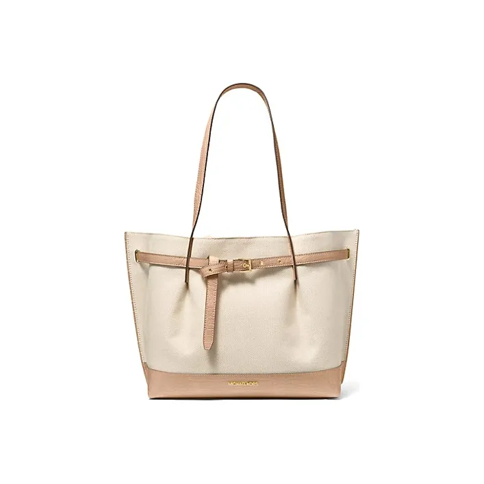 MICHAEL KORS Canvas Tote Bag Shopping Bag Shoulder Bags Large Size Women's Cream Pink-0