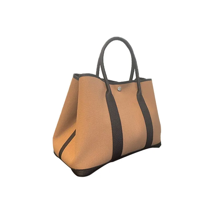 HERMES Garden Party Canvas With Negonda Calfskin Garden Bag 36 Unisex Black-1