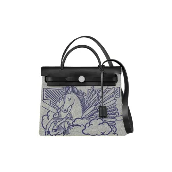 HERMES Herbag Zip Canvas With Leather Canvas Bag, Handbag, Shoulder Bag, Crossbody Bag Women's Black