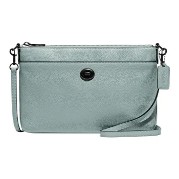 COACH Polly Pebbled Leather Shoulder Bag Crossbody Bag Medium Size Women's Light Green