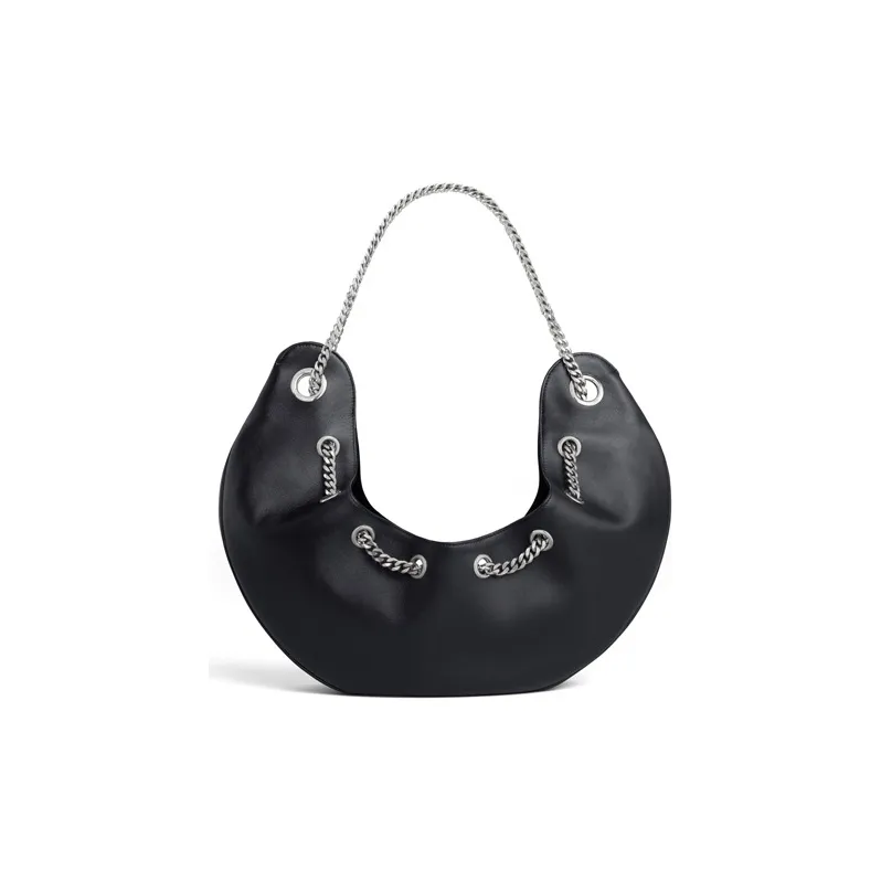 CELINE AVA Smooth Cow Leather One Shoulder Handbags Large Size Women's Black-2
