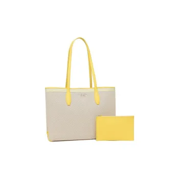 Kate Spade Canvas Canvas Bag Tote Handbag Crossbody Bag Shoulder Bag Large Size Women's Beige & Yellow