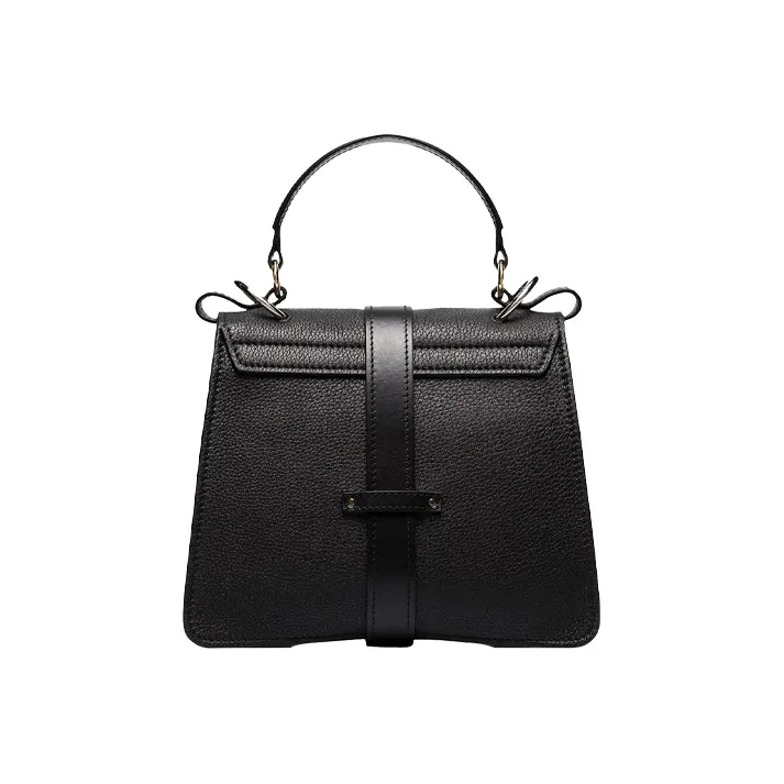 Chloe Cow Leather Shoulder Bag Small Size Women's Black-2