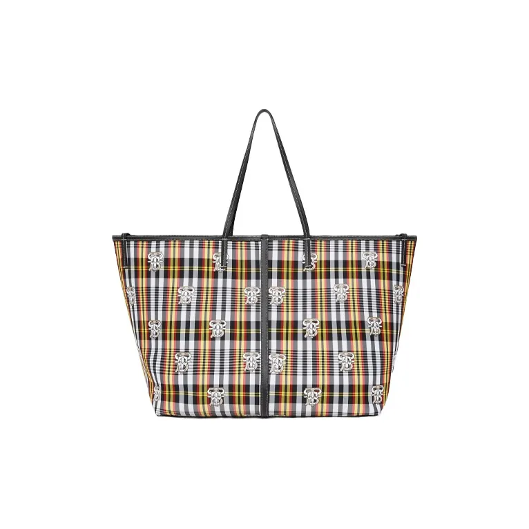 Burberry Polyamide Patchwork Leather Beach Bag Tote Bag Shopping Bag Shoulder Bag Handbag Extra Large Women's Black-3