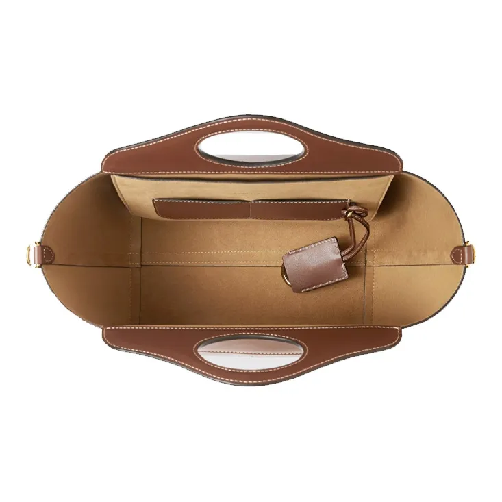 Burberry Pocket Bag Soft Leather Tote Bag Shopping Bag Handbag Mini Women's Tan-4