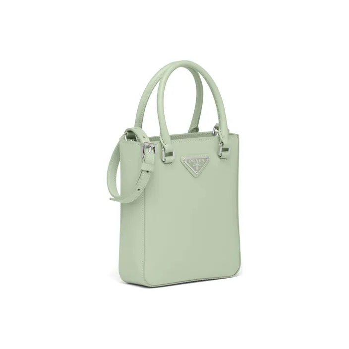 PRADA Shiny Leather Tote Bag Shopping Bag Handbag Regular Women's Green-1