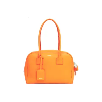 Burberry Cube Cow Leather One Shoulder Handbag Medium Size Women's Deep Orange