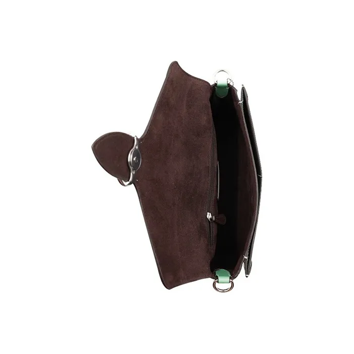 COACH Georgie Leather Saddle Bag, One Shoulder Handbag, Bacchus Bag, Shoulder Bag, Crossbody Bag Trumpets Women's Green-3