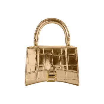 Balenciaga Hourglass Calfskin Handbag Mini Women's Gold