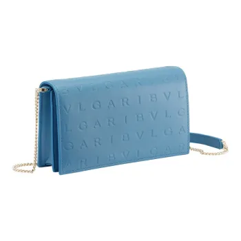 BVLGARI Bvlgari Logo Calfskin Wallets Shoulder Bag Crossbody Bag Women's Sapphire Blue
