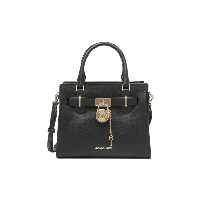 MICHAEL KORS Nouveau Hamilton Leather Shoulder Bag, Crossbody Bag, Handbag Regular Women's Black-0