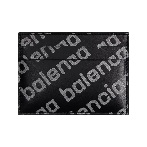 Balenciaga Allover Logo Print Cardholder Black/Silver-tone