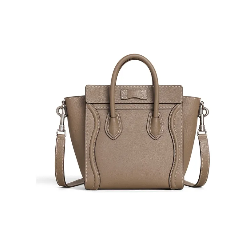 CELINE Classic Cow Leather Handbag Shoulder Bag Women's Mouse Gray-2