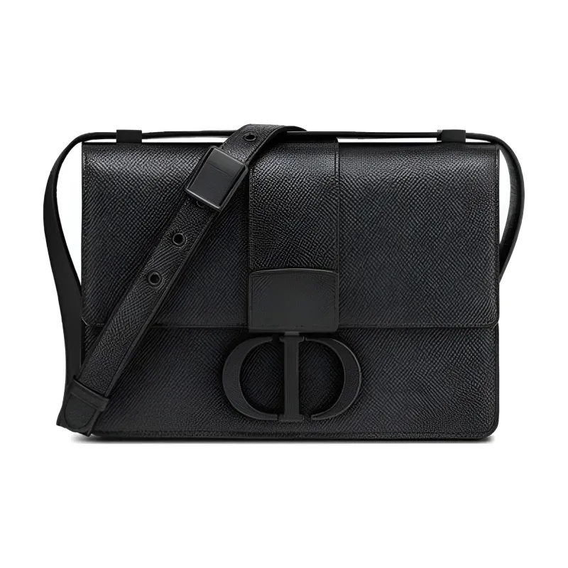 DIOR 30 Montaigne Grained Calfskin Box Bag, Shoulder Bag, Crossbody Bag Women's Black-0