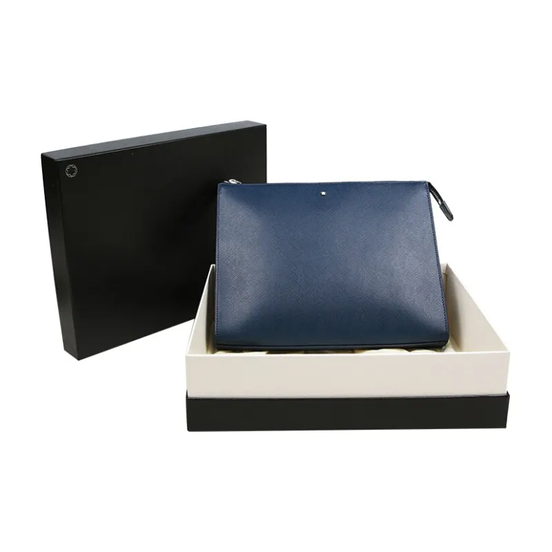 MONTBLANC Leather Clutch Regular Men's Marine Blue-3