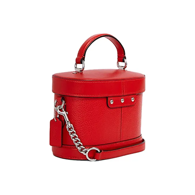 COACH Georgie Leather Box Bag, Bacchus Bag, Handbag, Shoulder Bag, Crossbody Bag Trumpets Women's Red-1