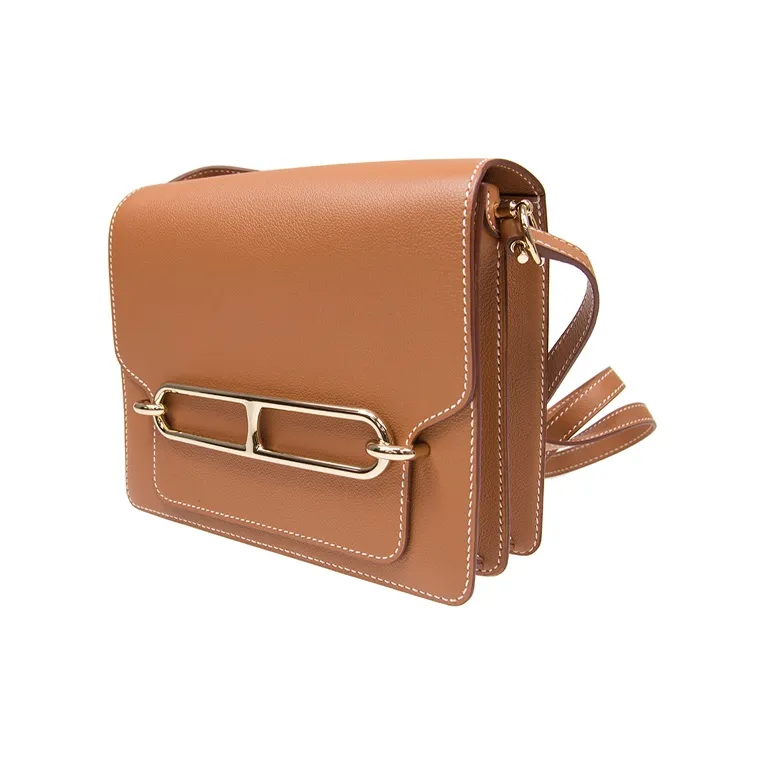 HERMES Roulis Evercolor Calfskin Pig Nose Crossbody Bag, Shoulder Bag Women's 37 Gold-1
