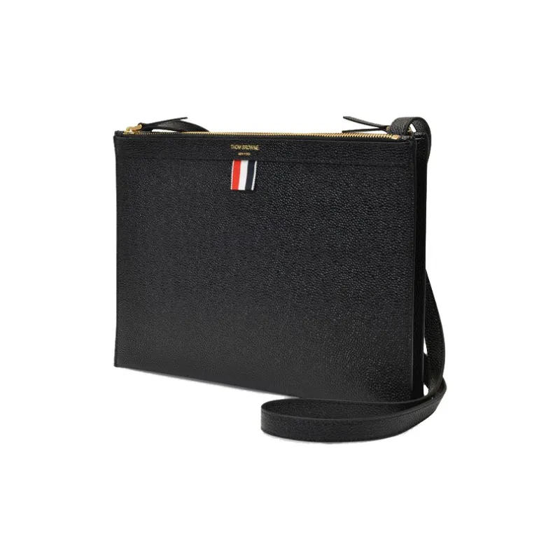 THOM BROWNE Logo Printed Pebbled Crossbody Bag-1