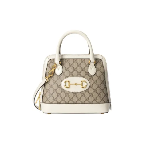 GUCCI Canvas With Leather Dome Bag Shoulder Bag Crossbody Bag Handbag Small Size Women's White