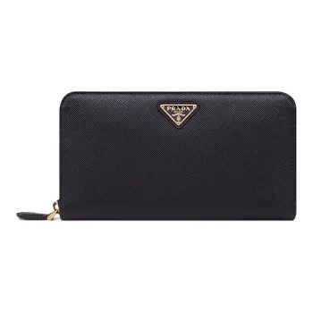 PRADA Saffiano Leather Wallet Large Size Women's Black