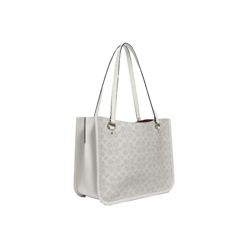 COACH Tyler Coated Canvas With Refined Calfskin Handbag Shoulder Bag Women's White & Gray Monogram-1